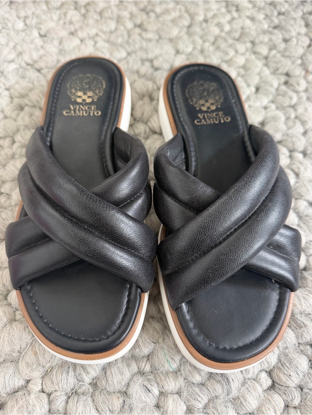 Vince Camuto Black Leather Slide Sandal